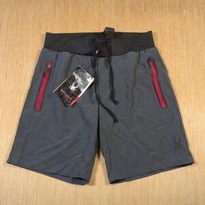 NWT Spyder Active Athletic Shorts Gray Performance Pockets Drawstring Mens Small